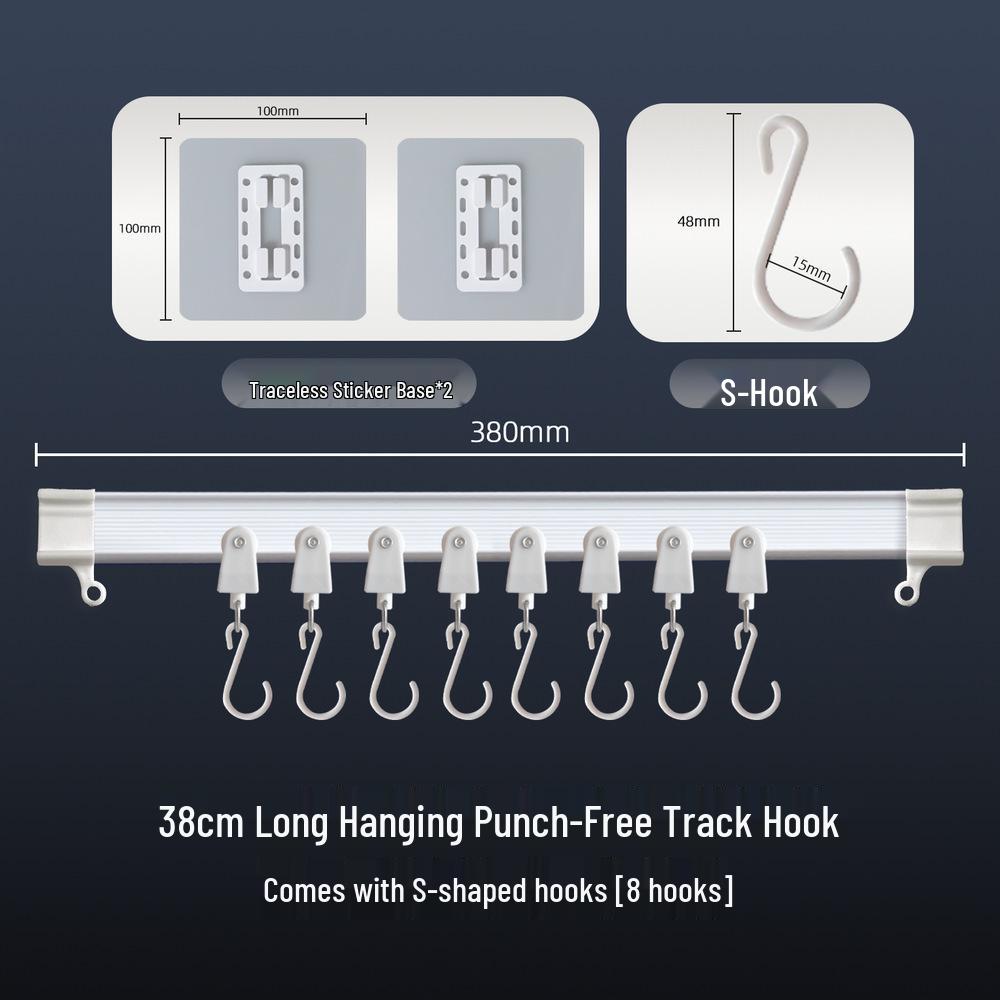 No-Drill Adhesive Curtain & Clothes Hanger with Hooks