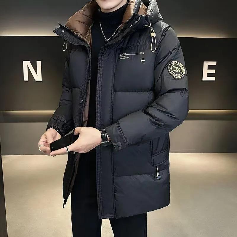 Men White Hooded Duck Down Jackets Men's Thick Warm Waterproof Parka Overcoat Down Coat