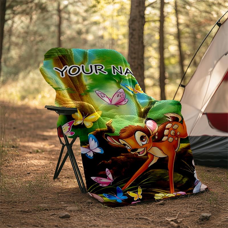 Customizable Bambi Throw Blanket – Personalized Name, All-Season Cozy Snug Blanket, Machine Washable, Personalized Blanket