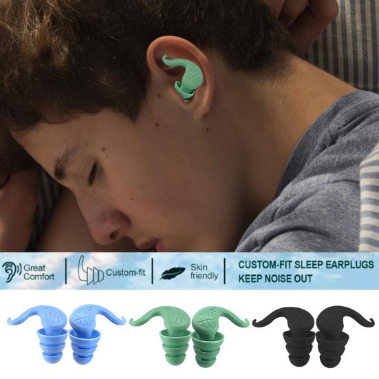 1 Pair Swimming Ear Plugs Reduction Work Washable Reusable Noise Waterproof Silicone Study Sleeping Bathing