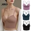Comfortable Yoga Top Women Spaghetti Strap Sports Bra, No Underwire Padded Seamless Bralettes Bralettes, Soft Stretchy Wireless Bra