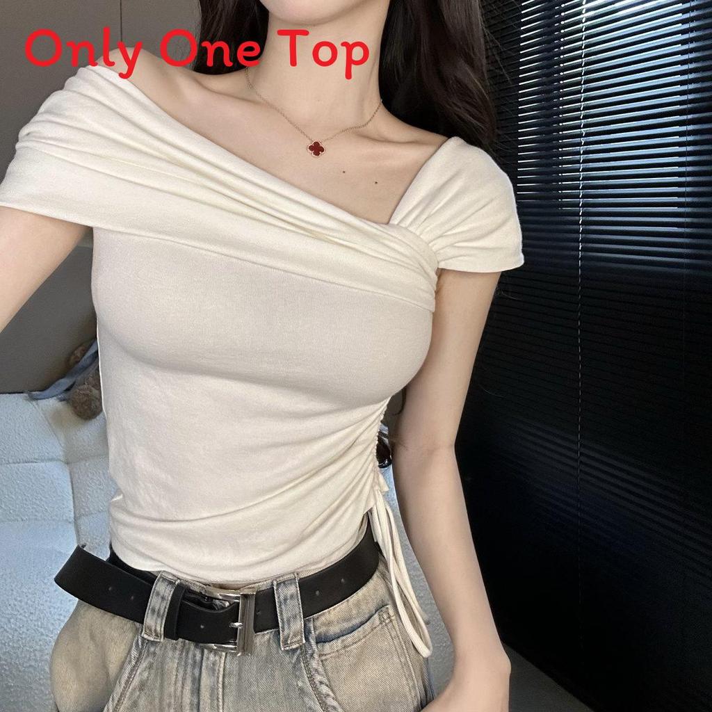 Plain Flat Knit Summer Womens Off Shoulder Top With Embroidery For Casual Wear