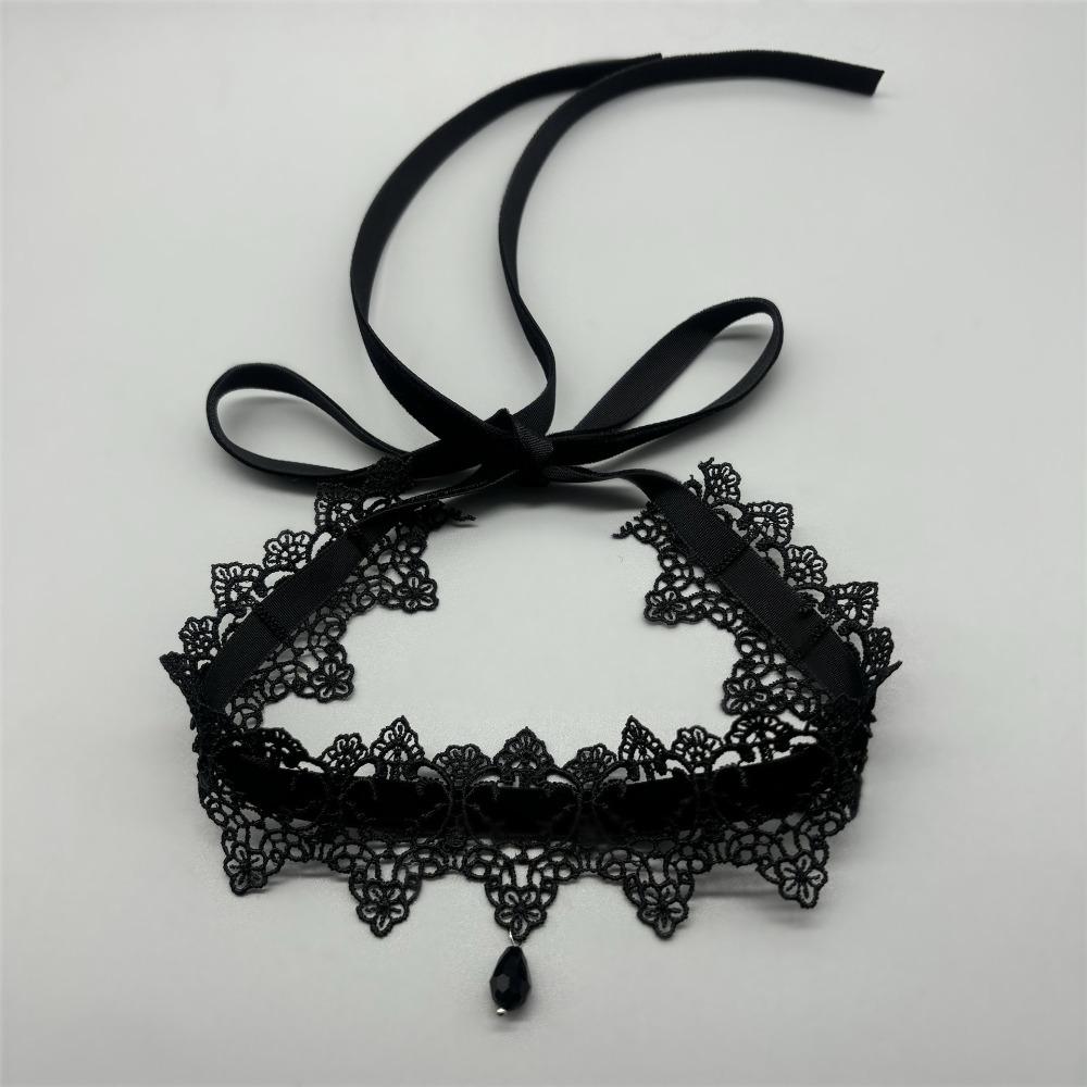 1PC Halloween Black Lace Necklace Court Gothic Personalized Black Gemstone Suitable for Party and Festival Gifts