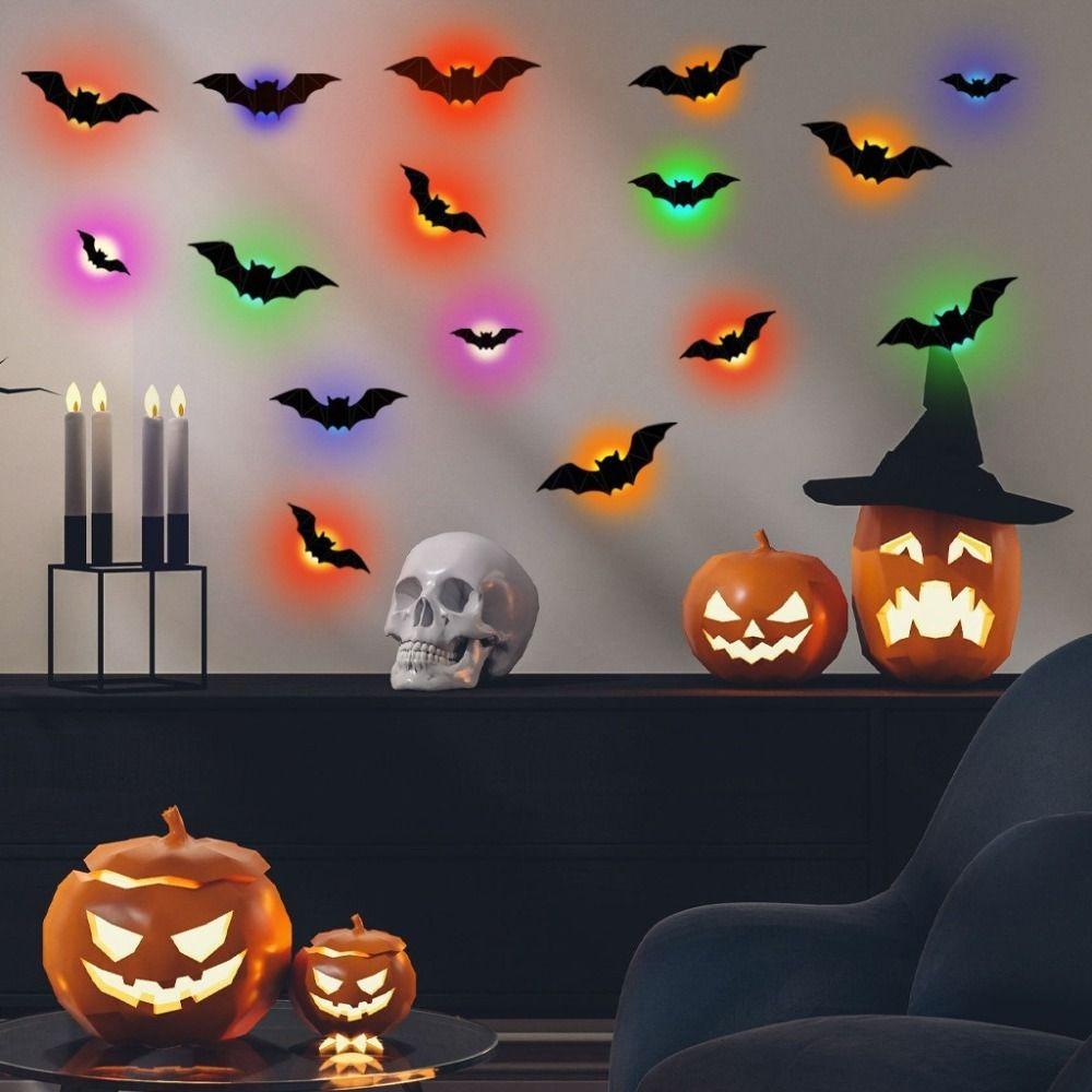 16 Stück 3D Leuchtende LED Fledermauslicht Stereoskopischer Leuchtender Wandaufkleber Fledermaus Wandaufkleber Heimdekoration