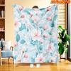 1pc 2D Flat Printing Spring And Summer New Arrival Powder Blue Floral Theme Digital Print Blanket, All-Season Use, Casual Throw, 100% Polyester Fiber 