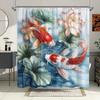 1pc Koi Fish & for Lotus Shower Curtain - Vibrant Digital Artwork, Soft Gradient Sky Design, Polyester Fabric