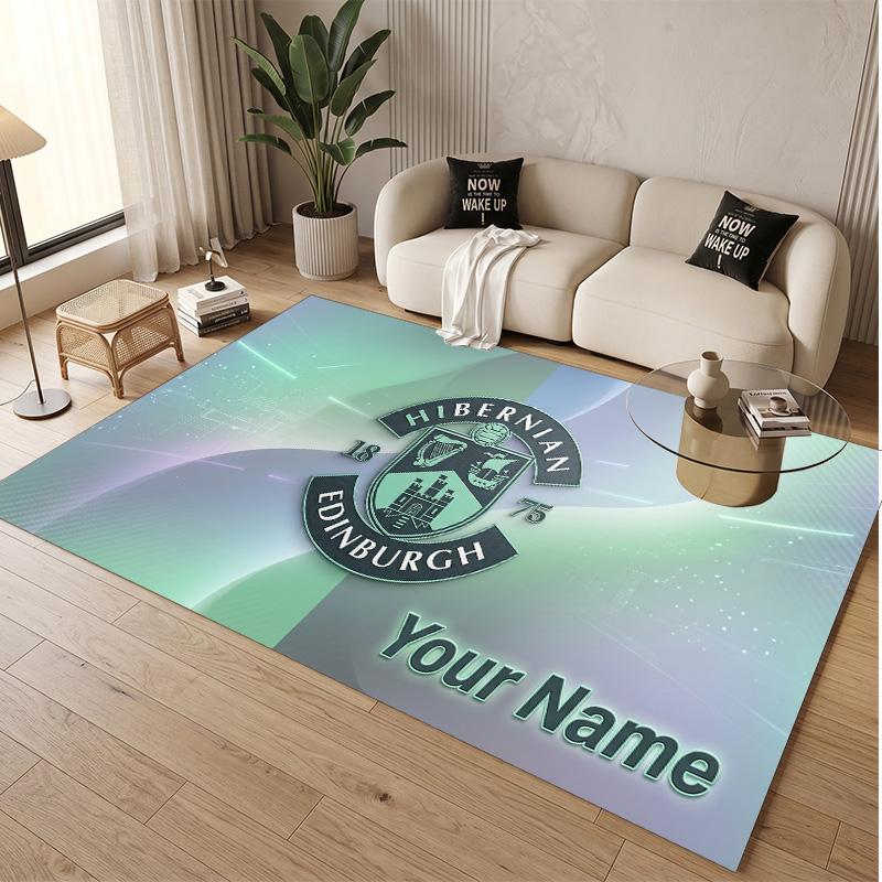 Personalized Crystal Velvet Carpet Hibernian FC Pattern Non Slip Floor Rug