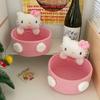 Cute Cat Shaped Storage Basket Kawaii Desktop Organizer For Snacks Cosmetics Girls Room Decor Pastel Home Decor