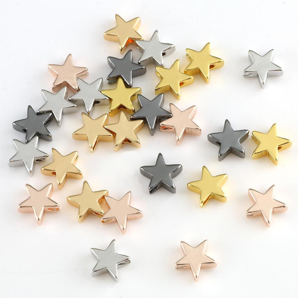 10pcs Copper Beads Charms Cross Heart Star Moon Beads Plated Crafts Color Retention Beads for Jewelry Making Diy Bracelet Necklace