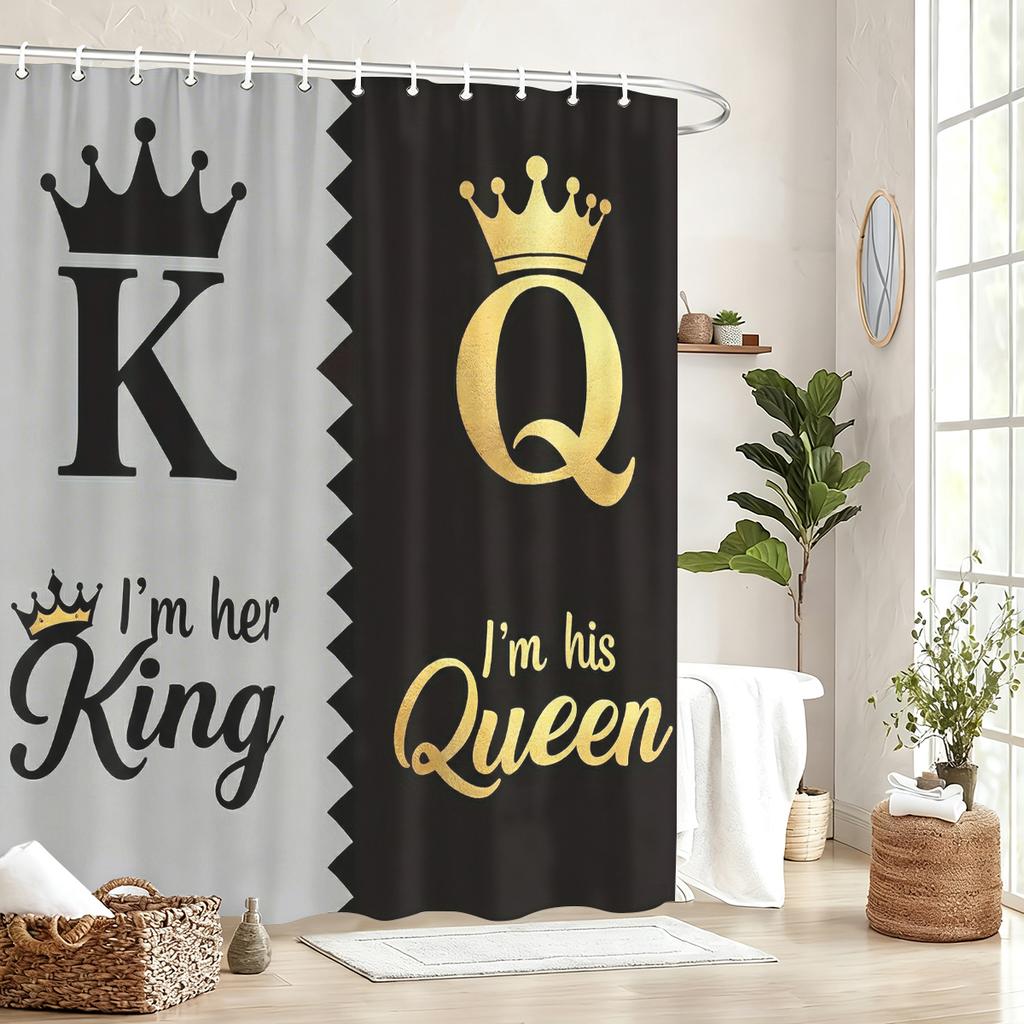 Gorgeous Crown & Royal Pattern Polyester Shower Curtain - Stylish Bathroom Decor, Classic & Elegant Bath Linen For Home