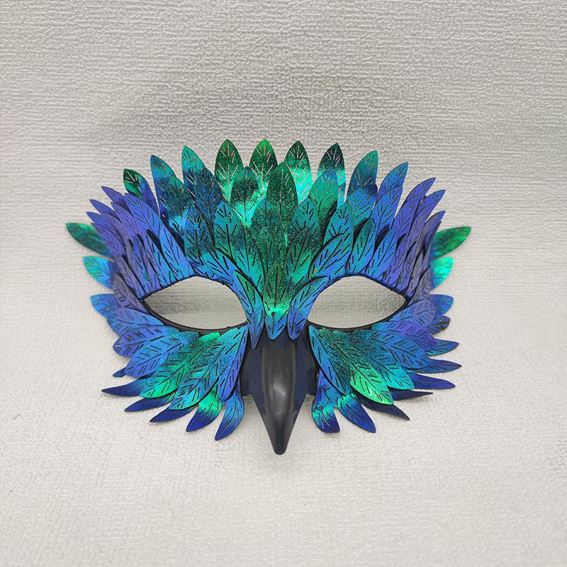 Halloween Elegant Bird Beak Mask Black Half Face Owl Feather Masquerade Mask for Costume Party Cosplay Carnival Great Gift Idea