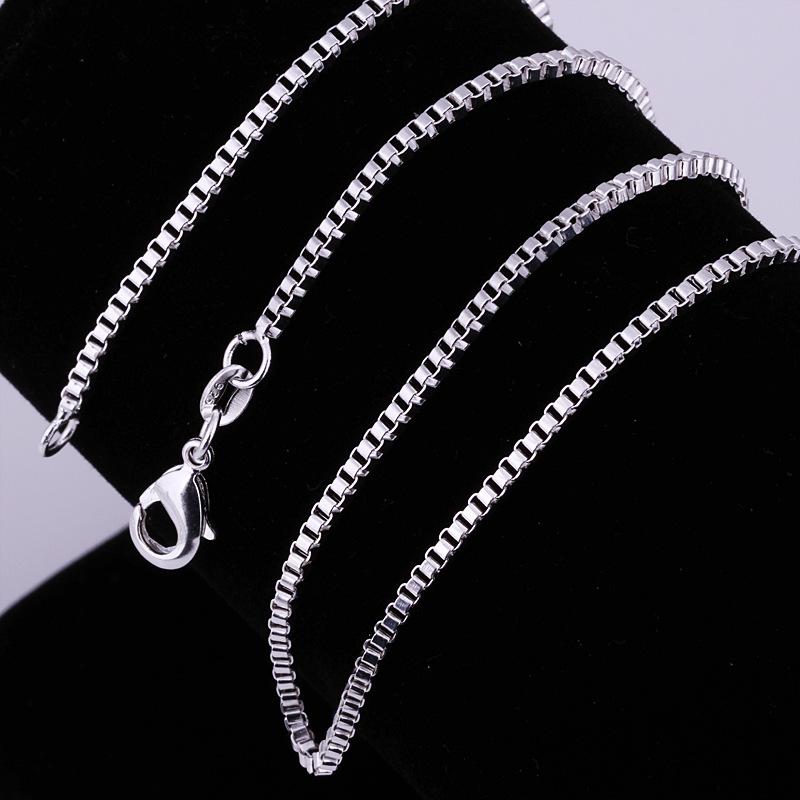 2026 Jewelry Plated 925 Silver 1mm Box Chain Necklace with Chain T40-60CM 1MM*40CM