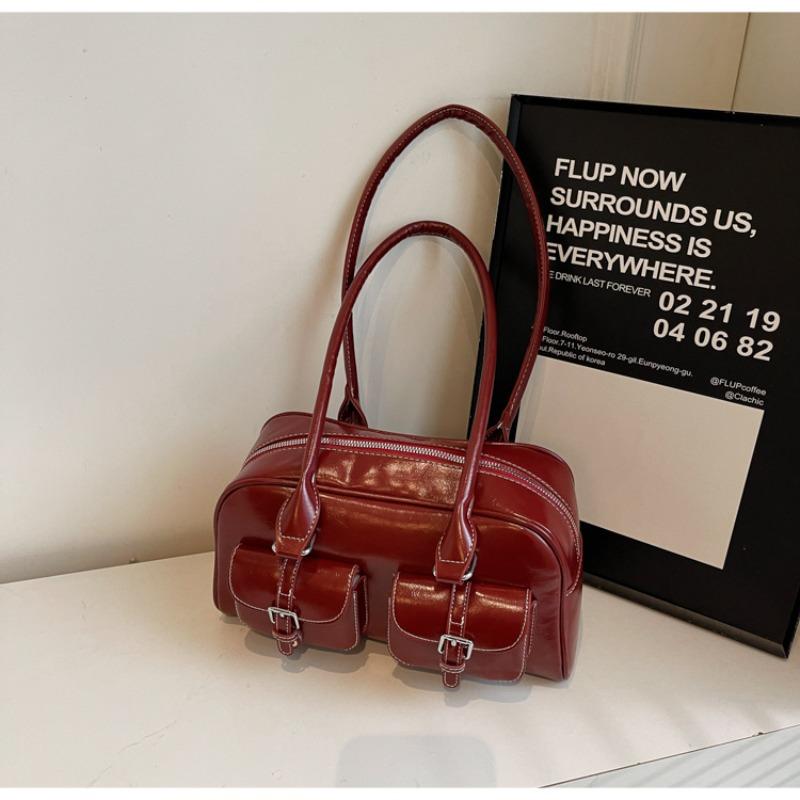 

Премиальная сумка с чувством, женская большая вместимость, новая весна и лето, досуговая нишевая сумка на одно плечо, подмышечная сумка-подушка бордовый