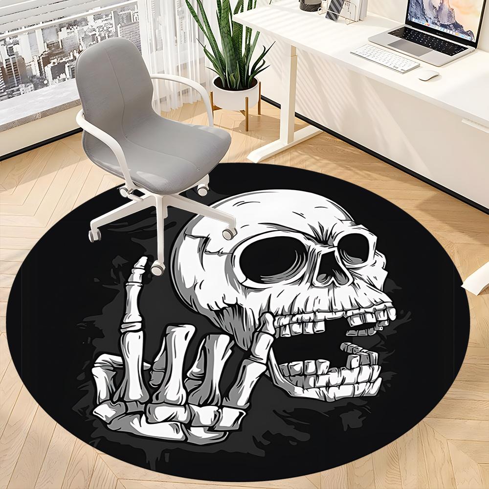 1pc Skull Hand Office Round Area Rug, Indoor Mat Suitable ForOffice, Under Office Chairs Bedroom Living Room Home Decor, Room Deco q101