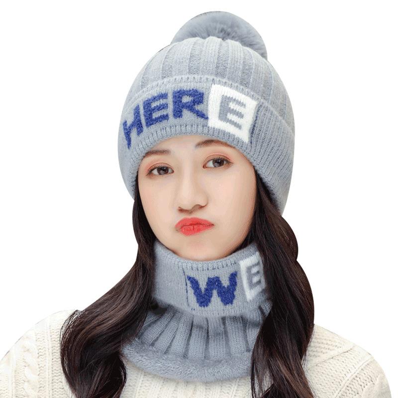 Knitted Hats for Women In Winter Plush and Warm Cotton Hats Fashionable Cycling Knitted Hats Cold Resistant Neckband and Ear Protection Hats
