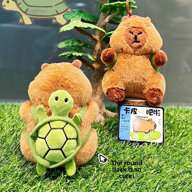 Back Hamburger Capybara Crow Cartoon Design Plush Keychain For Car Key Gift Fob