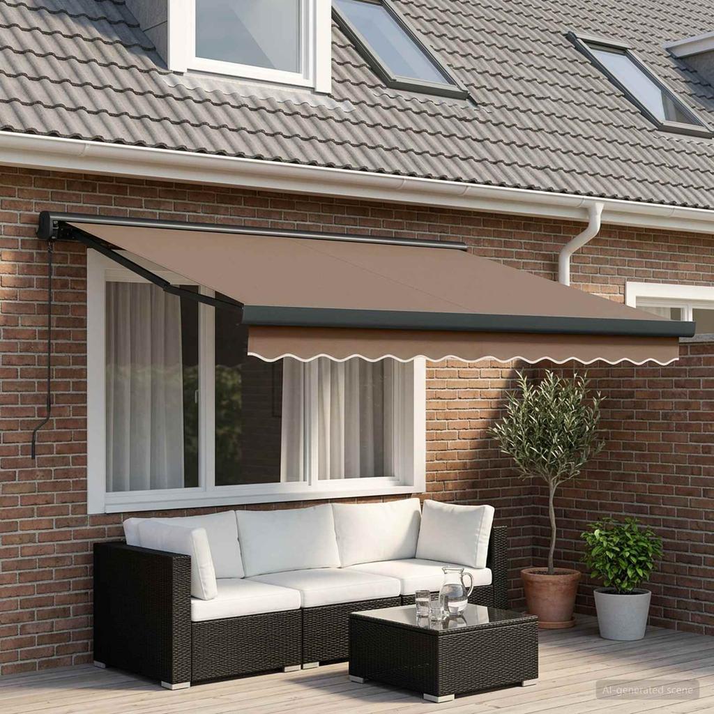 Retractable Awning Taupe 300 X 250 Cm Fabric and Metal