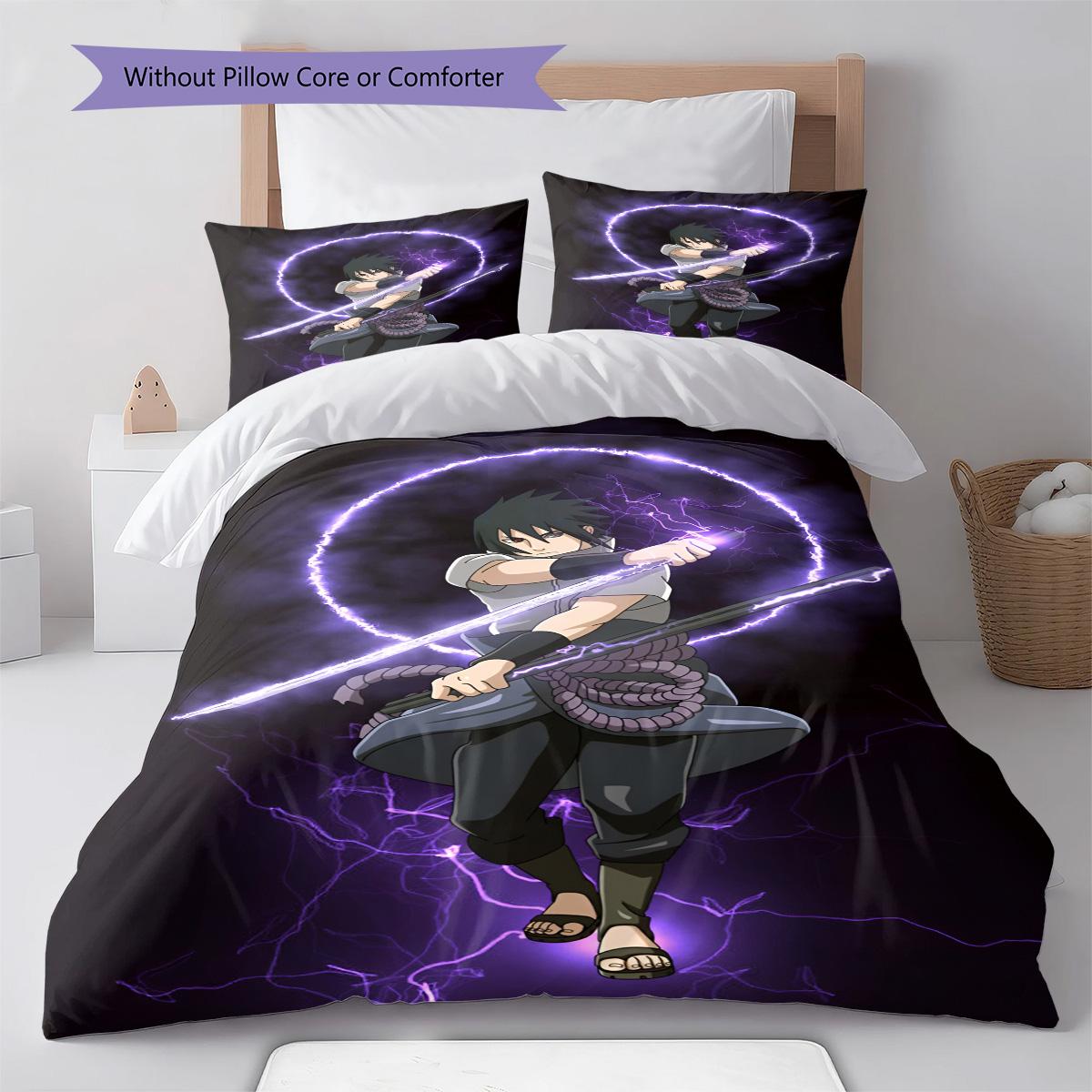 Naruto Smiling Pose Chibi Style Bedding Set Anime Duvet Cover Polyester Soft Bed Linen Set -QJY 135x200cm