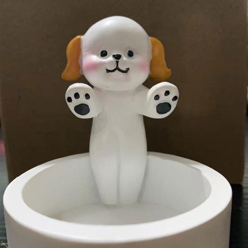 Cartoon Kaninchen Kerzenhalter Harz Kerzenständer Lieblicher Kerzenständer für Hundeliebhaber Heimdekorationen Valentinstagsgeschenk