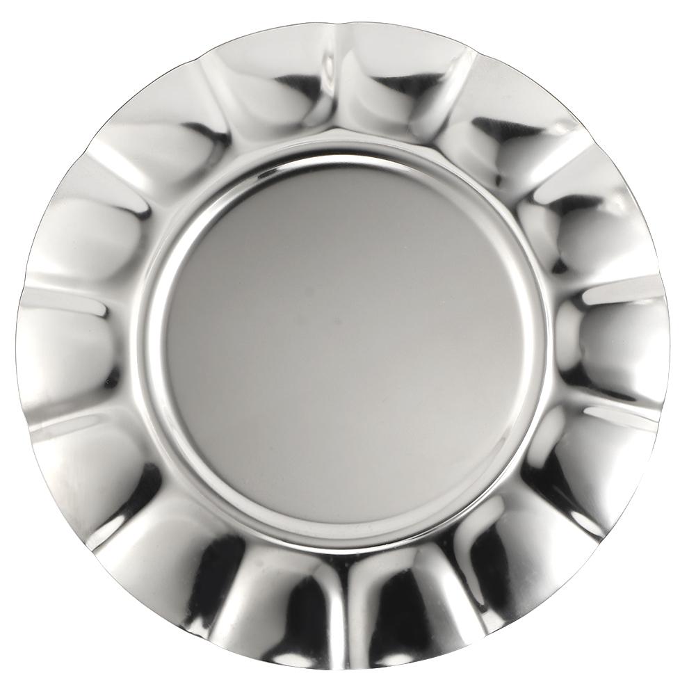 Stainless Steel Round Dinner Plate Dish Food Fruit Snacks Tray Tableware Kitchen Accessory7in