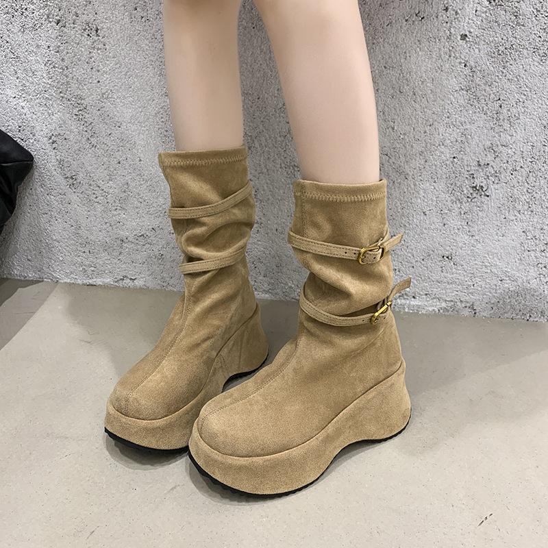 

Fashion fine boots 2025 autumn and winter thin strap pointed suede thin heel high boots but knee high heel boots women s shoes 40