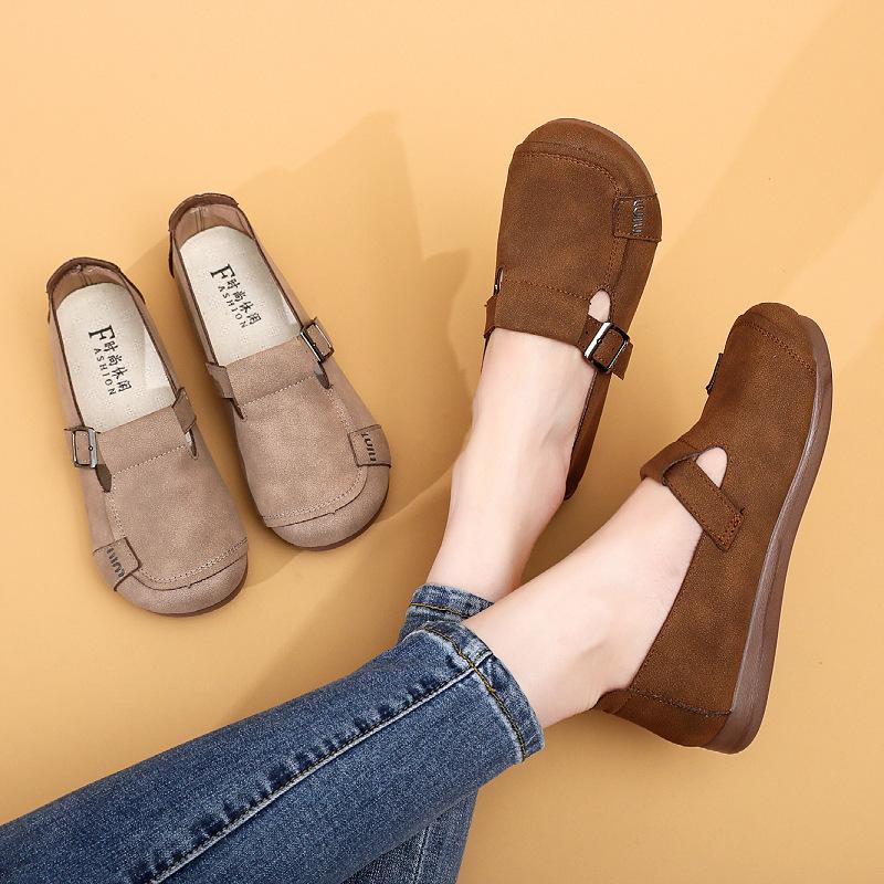 Processing custom spring and autumn middle-aged and elderly mother shoes women's retro soft-soled single shoes flat-soled comfortable and non-slip 