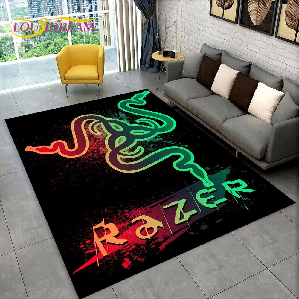 3D Razer Logo Game Gamer Snake Carpet Rug for Home Living Room Bedroom Sofa Doormat Decor,kids Play Area Rug Non-slip Floor Mat