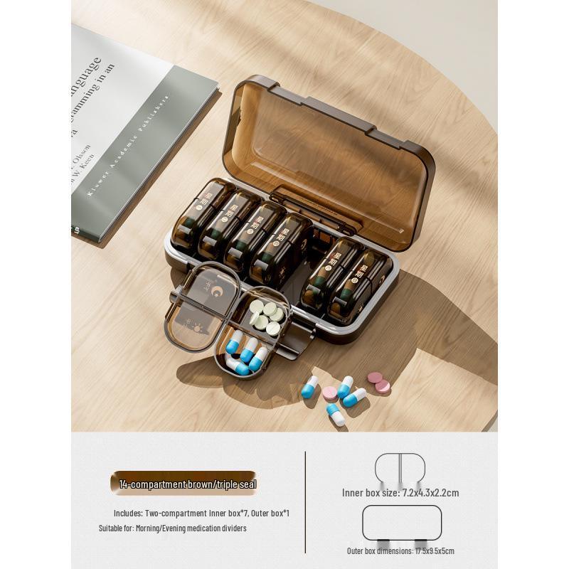 Compact 7-Day Japanese Pill Organizer with Three-Daily Dose Reminder