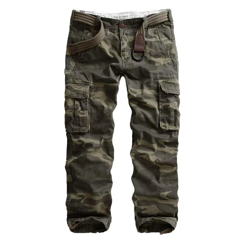 Men's Heavy-Duty Camouflage Cargo Pants - Loose Fit, Multi-Pocket, Trendy, Casual, Large Size