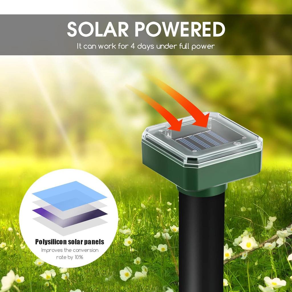 Solar Ultrasonic Animal Repeller: Mouse, Snake, Bird, Dog, Cat Deterrent