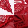 3 Pcs/Set Nightdress Panties Collar Set Hollow Out Lace-up See-through Lace Mesh Backless Adjustable Straps Hook-and-Eye Closure G-string Sleepwear