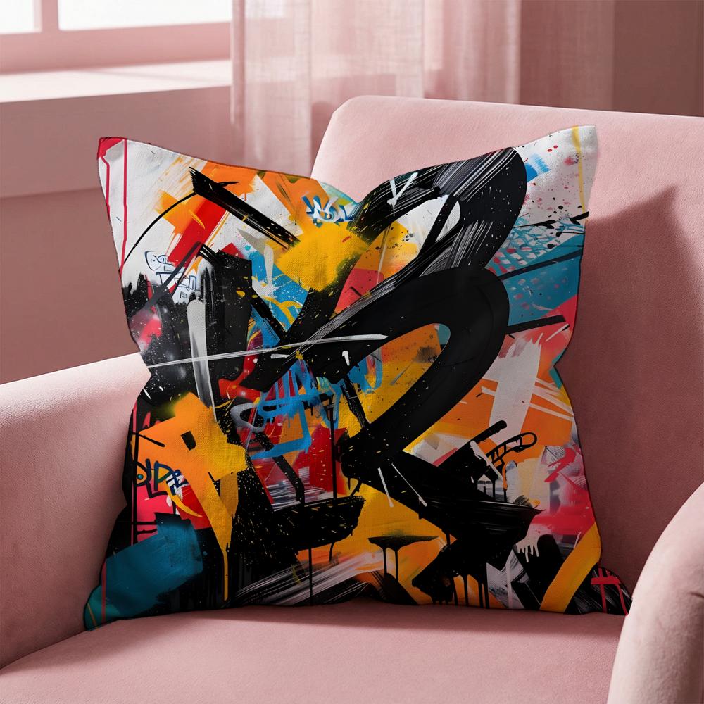Street Graffiti Texture Cushion Cover MultiScene Pillow Cover for Home  Car  Reversible Soft  Durable for Daily Use