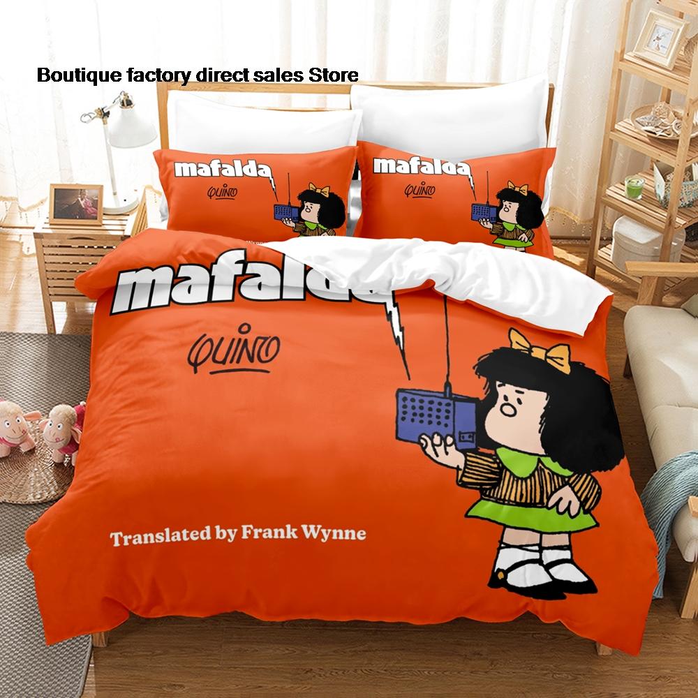 2D Mafalda Bedding Set Single Twin Full Queen King Size Bed Set Kids Bedroom Duvetcover Sets Anime Mafalda Bed