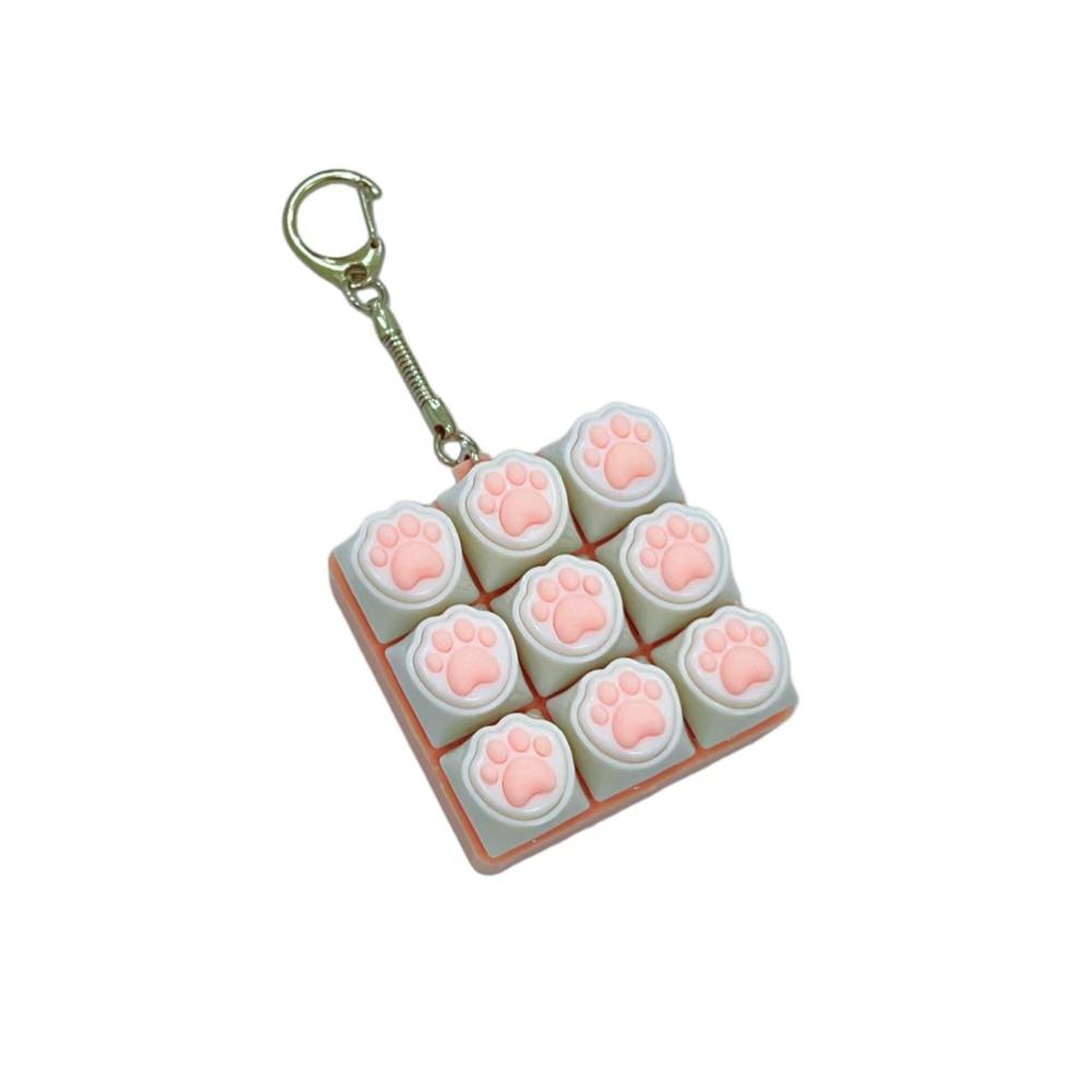 9 Toetsen Decompressie Kattenpoot Toetsenbord Toets Speelgoed Set voor Stressverlichting Leuk Spel Anti-Stress Speelgoed Sleutelhanger voor Jongens Meisjes Volwassenen wit