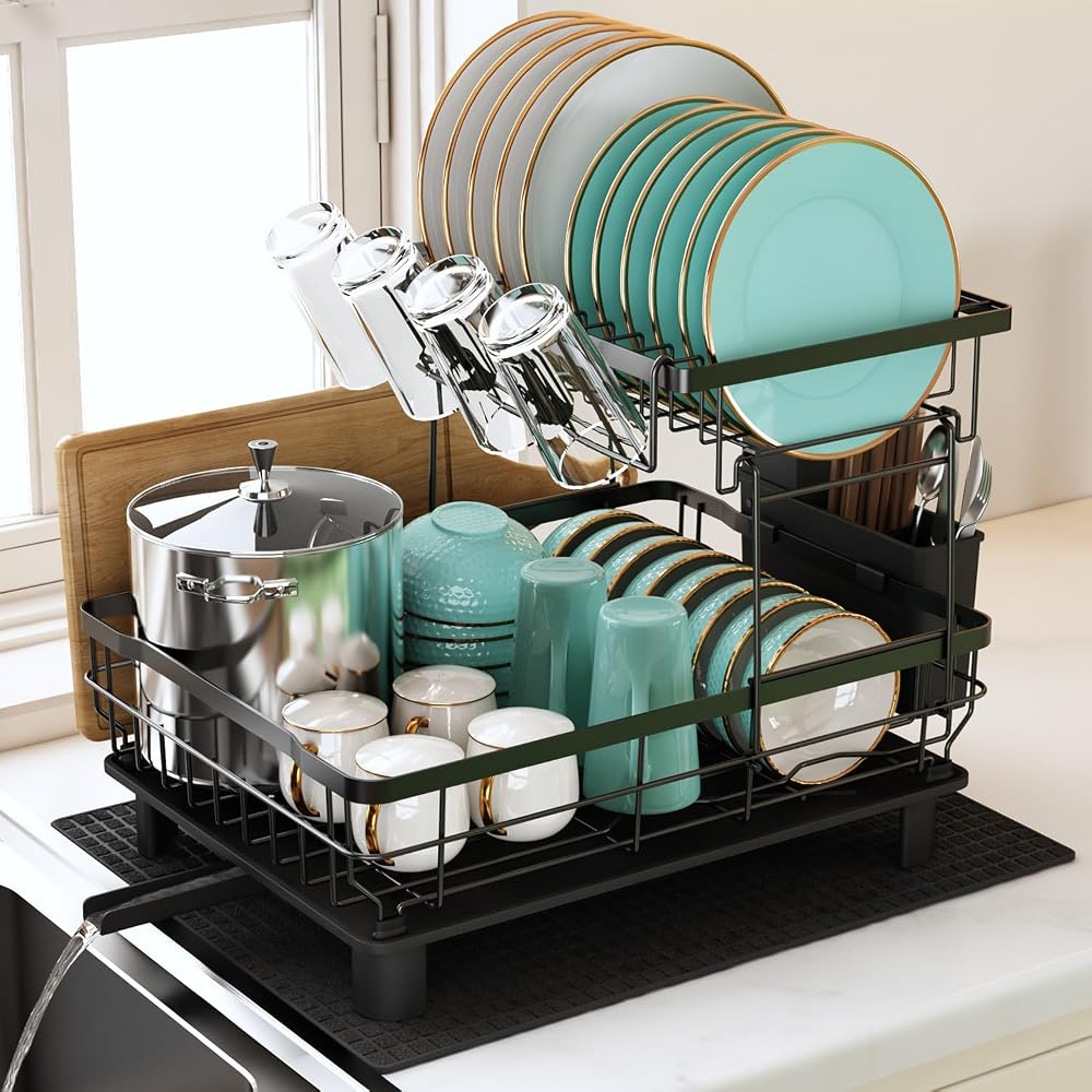 MAJALiS 2-Tier Large Capacity Dish Drying Rack Kitchen Organizer