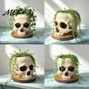 Gothic Home Decor Halloween Retro Skull Planter, Spooky Human Head Flower Pot, Skeleton Holder Candy Bowl Decoration for Tabletop Bar Office