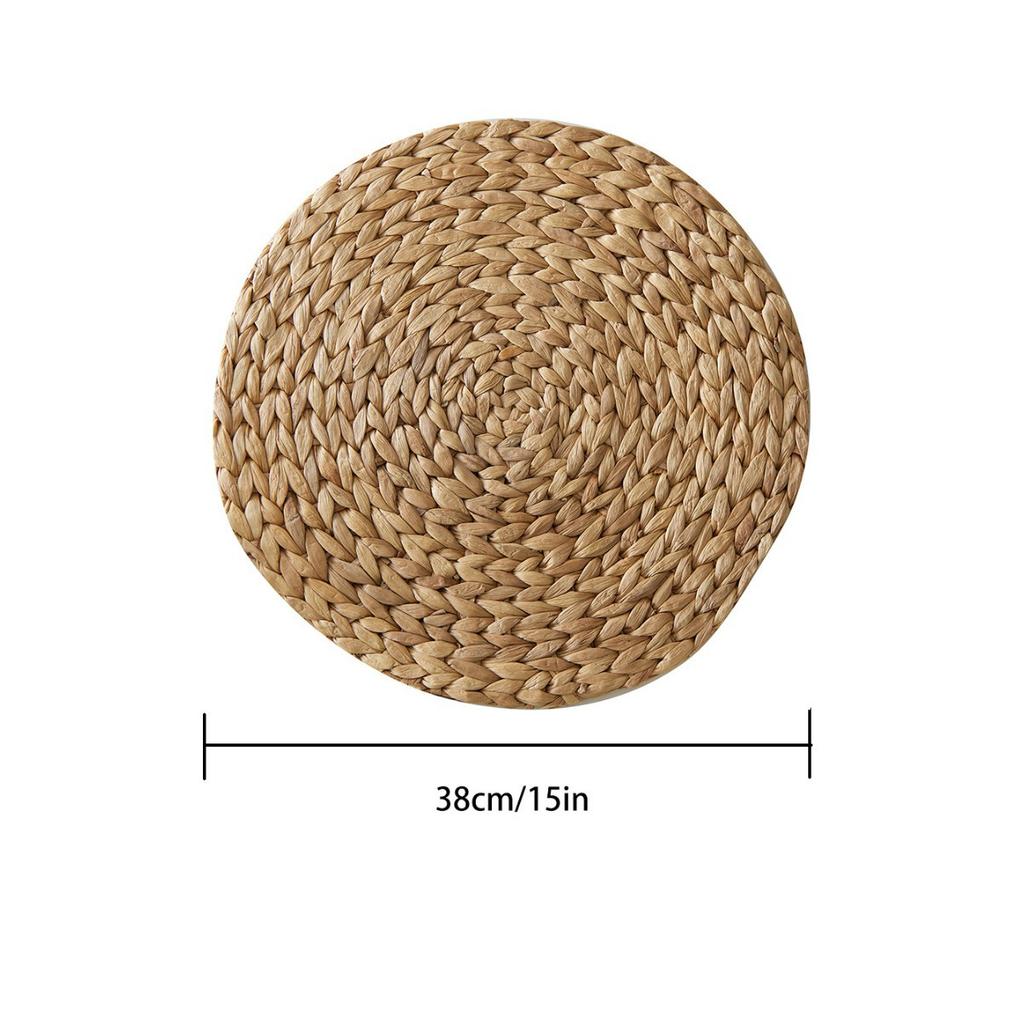 Water hyacinth woven round placemat, natural plant insulation, heat-resistant dining table mat, country-style home decorative bowl and pot mat