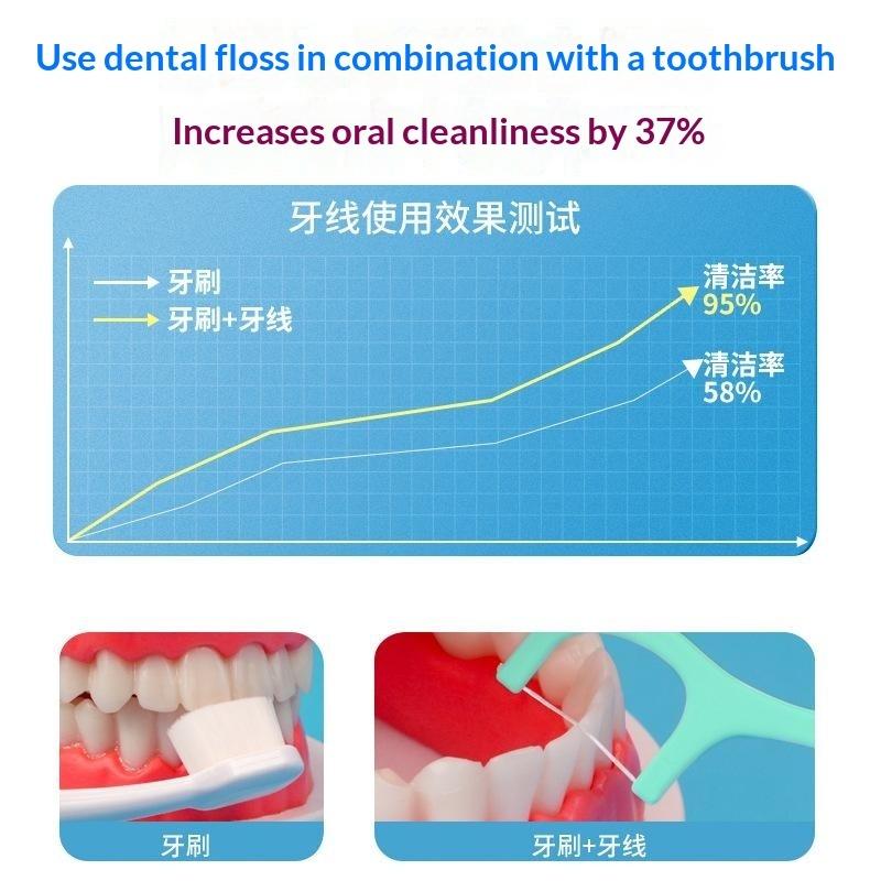 100Pcs Mint Mouthed Dental Floss - Interdental Cleaning Floss-Disposable Care Floss Stick - Suitable For Oral Care Cleaning