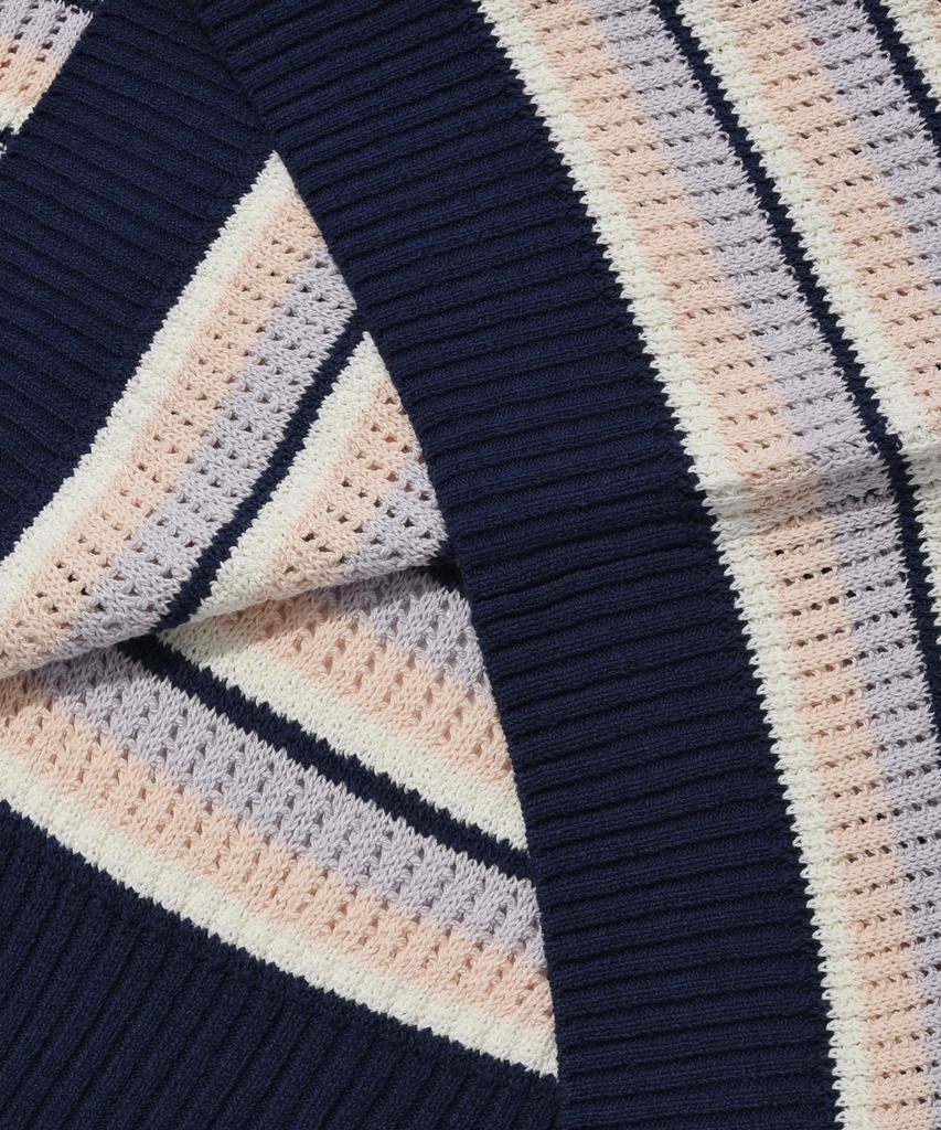 COVERNAT Multi-Stripe Crew Neck Knit Salmon