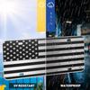 American Flag License Plate, Black Decoration Front Flag License Plates With 4 Holes, Aluminum Metal 3D Embossed US License Plate With Screws Caps, 6