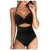 Einfarbiger Badeanzug mit Cut-outs und überkreuztem Rücken für Damen