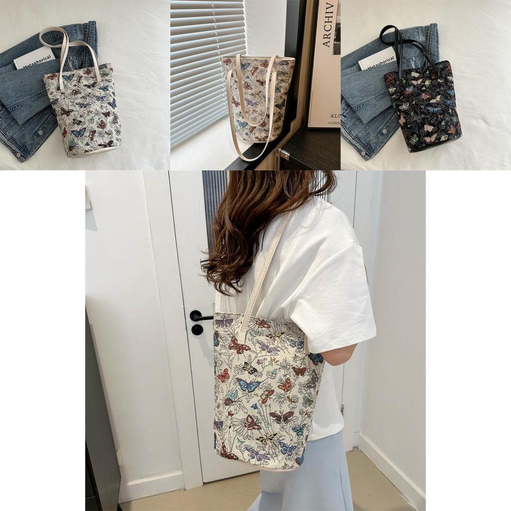 Chic And Versatile Casual Shoulder Tote Bag For Women With Butterflies Design