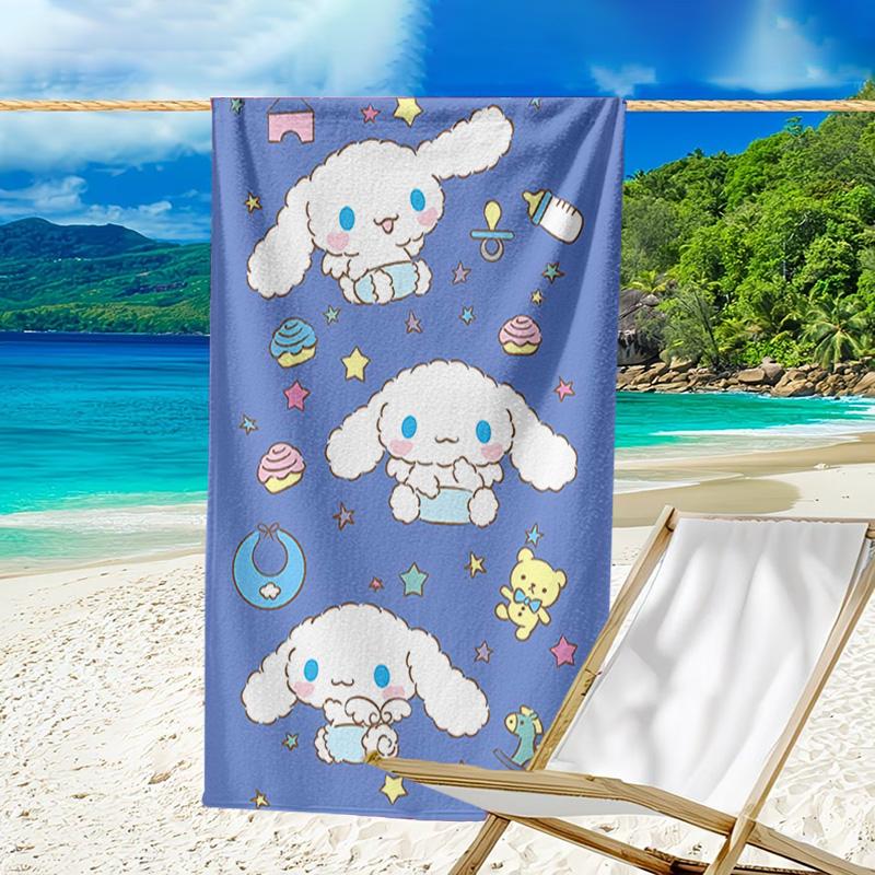1pc Sanrio Cinnamoroll4 Beach Towel, Beach and Seaside Swimming Pool Equipment, Fashion Pattern, Rectangular, Travel Essentials