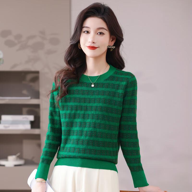 Women's Striped Long-Sleeve Knit Sweater