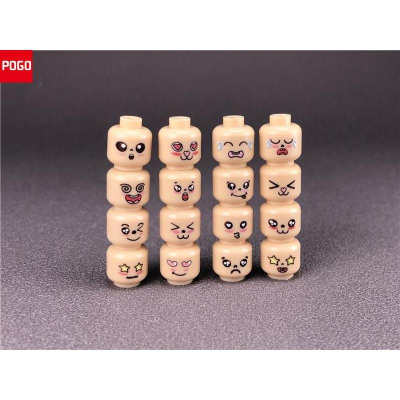 Pack MOC Bricks Figure Face Boy and Girl Head Expression DIY Educational Building Blocks Toys For Children Gifts