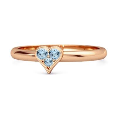 Anel Cluster Coração de Topázio Azul - Prata Esterlina 925 Banho de Ouro Rosa