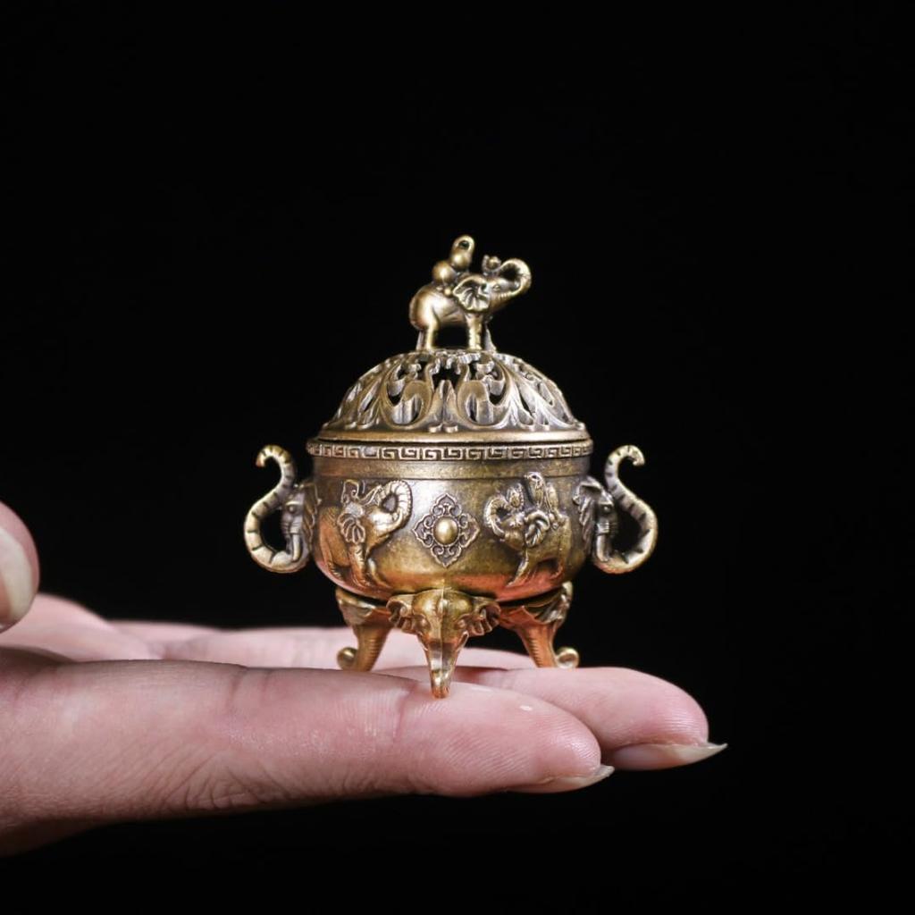 SITEDAN Mini Incense Burner for Buddhist Altars, Incense Cone Holder, Antique-Style Alloy Incense Burner Dish, Relaxation, Soothing, Meditation,