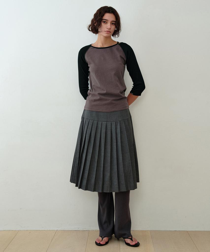 Simeteuligpeosenteu Alba Raglan Slit T-Shirt / Brown