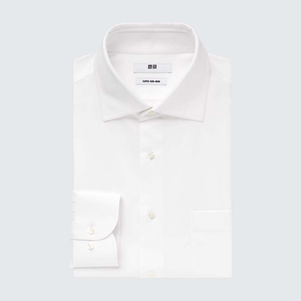 

Рубашка стандартного кроя UNIQLO Super Non Iron с длинным рукавом и полушироким воротником