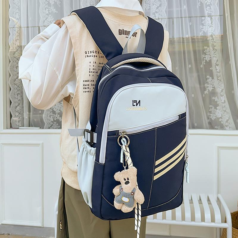 Color Block Women's Backpack Student's Large Capacity Schoolbag Travel Backpack